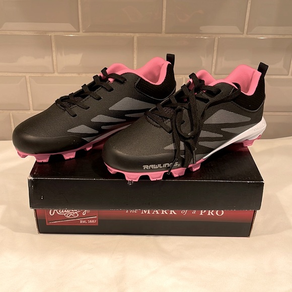 Crampons De Baseball Rawlings Pour Fille - Noir/Rose - Pointure 5.5 - Neuf